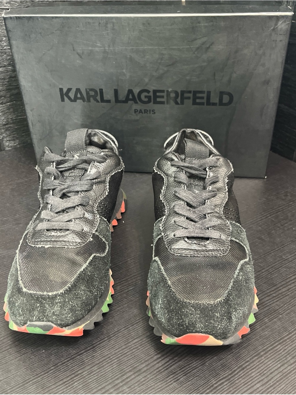 Karl Lagerfeld Paris Camo Runner Sneakers Men's Size 8.5 with Box